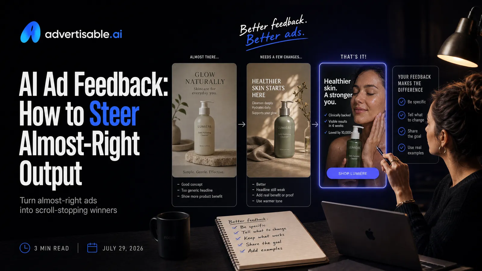 AI Ad Feedback: How to Steer Almost-Right Output
