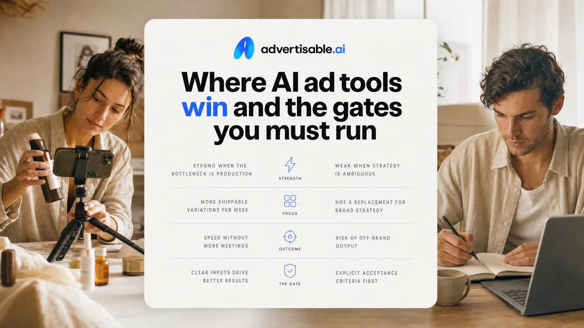 Where AI ad tools win and the gates you must run