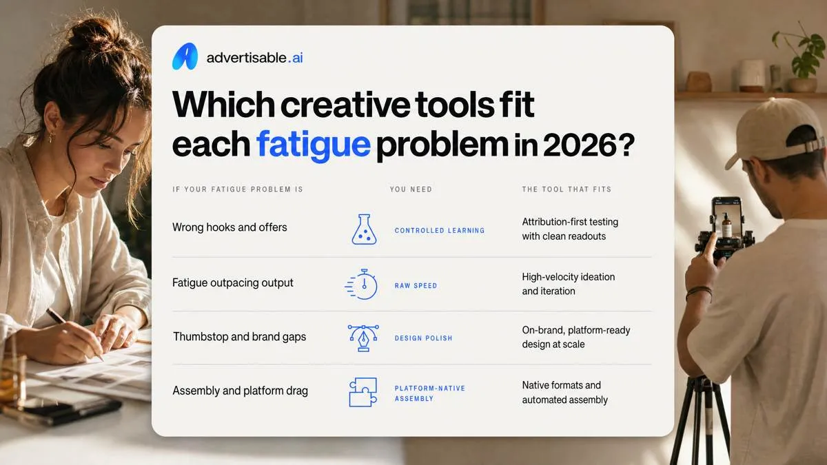 Which creative tools fit each fatigue problem in 2026?