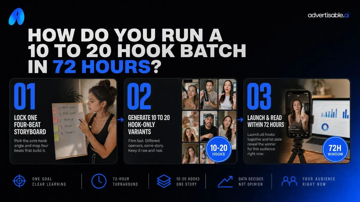 How do you run a 10 to 20 hook batch in 72 hours?