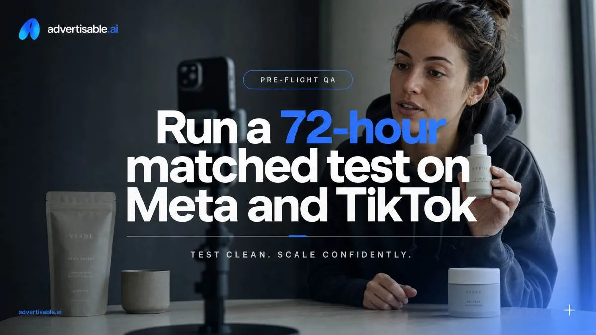 Run a 72-hour matched test on Meta and TikTok