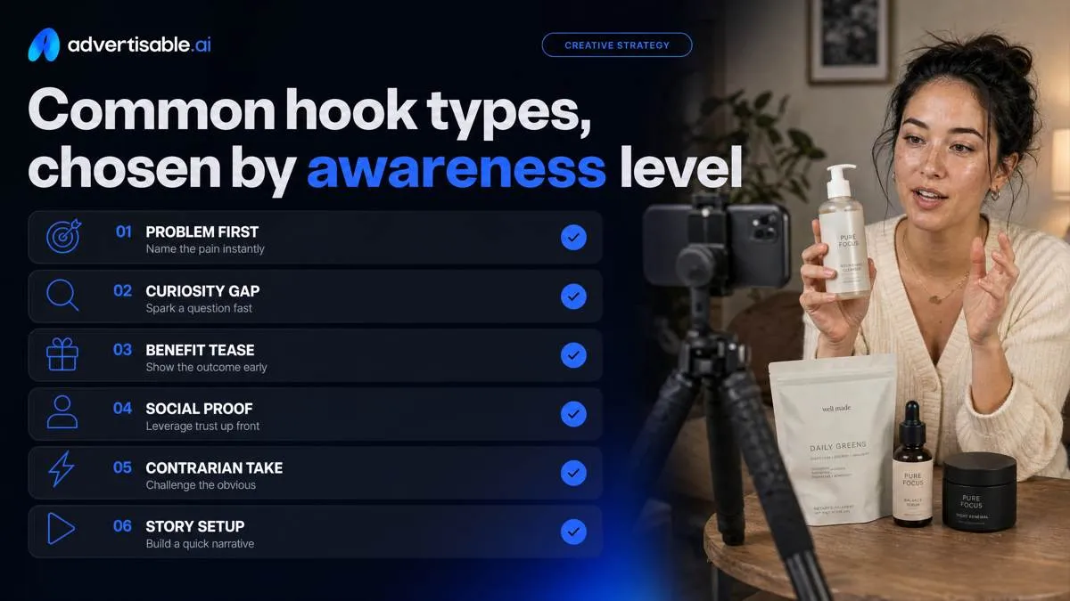 Common hook types, chosen by awareness level