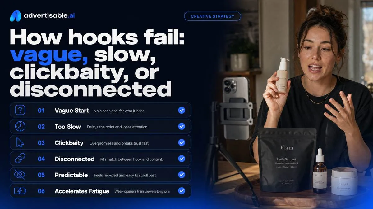 How hooks fail: vague, slow, clickbaity, or disconnected
