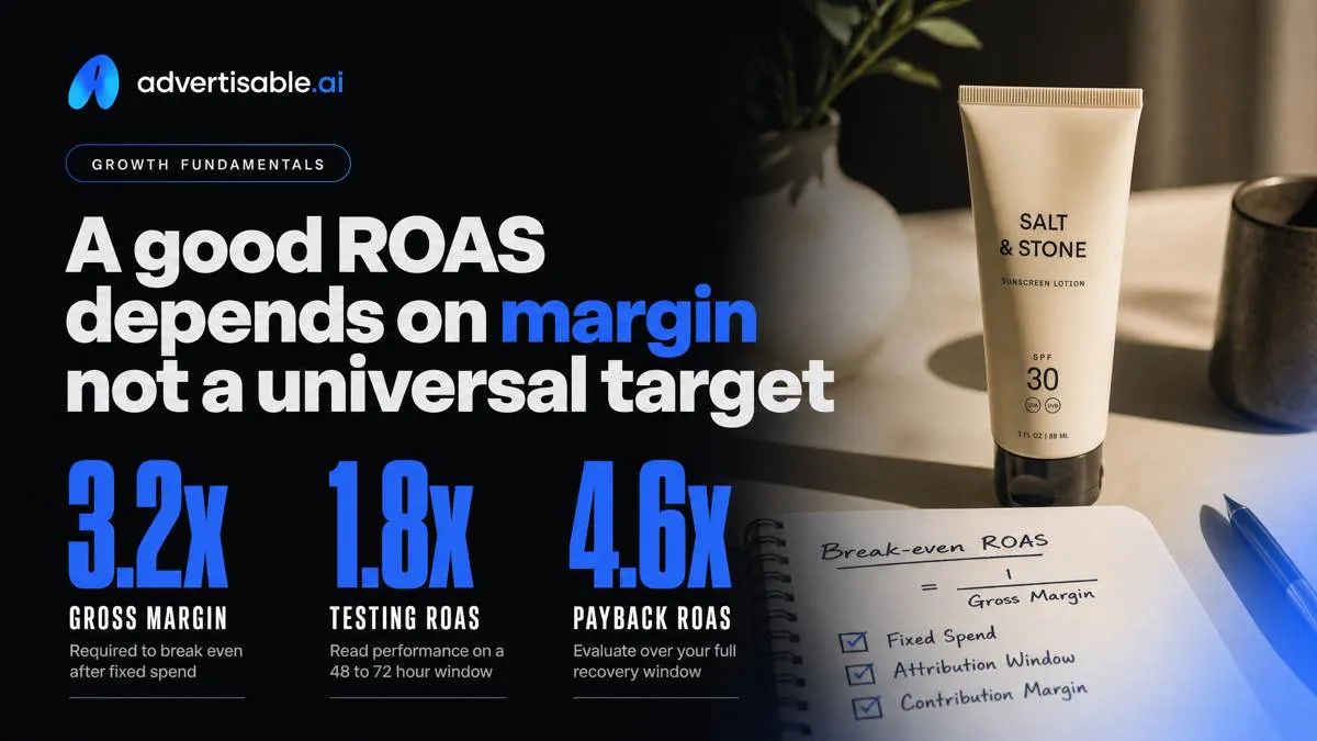 A good ROAS depends on margin, not a universal target