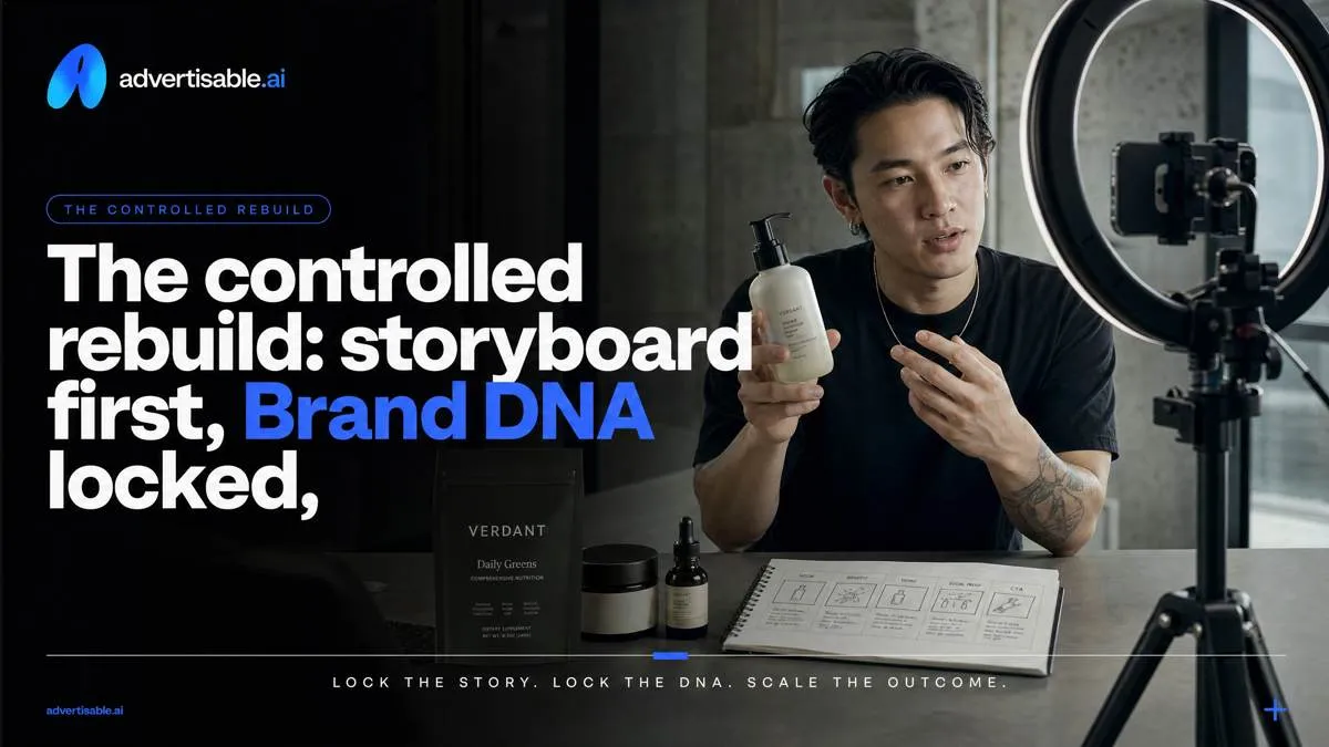 The controlled rebuild: storyboard first, Brand DNA locked, then variations